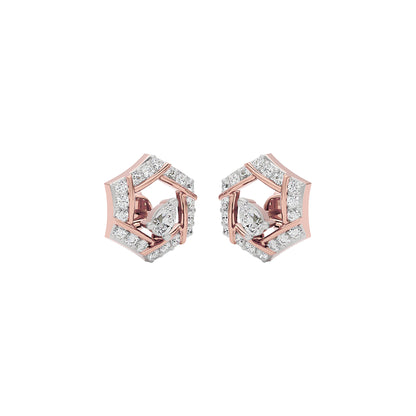 Geometric Bloom Diamond Earrings 18 KT / Rose Gold