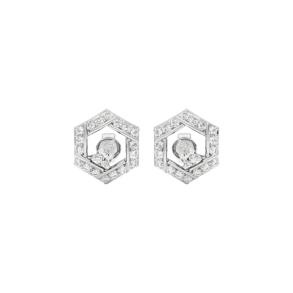 Geometric Bloom Diamond Earrings 18 KT / White Gold