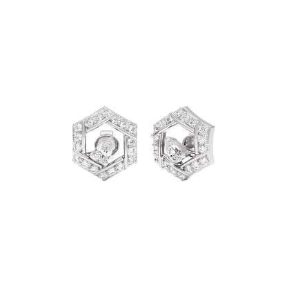 Geometric Bloom Diamond Earrings 18 KT / White Gold