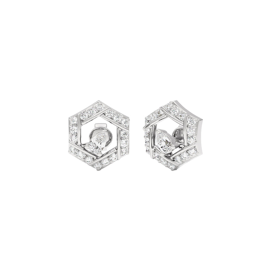Geometric Bloom Diamond Earrings 18 KT / White Gold