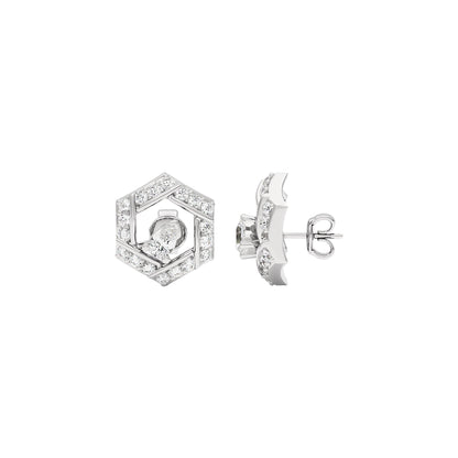 Geometric Bloom Diamond Earrings 18 KT / White Gold