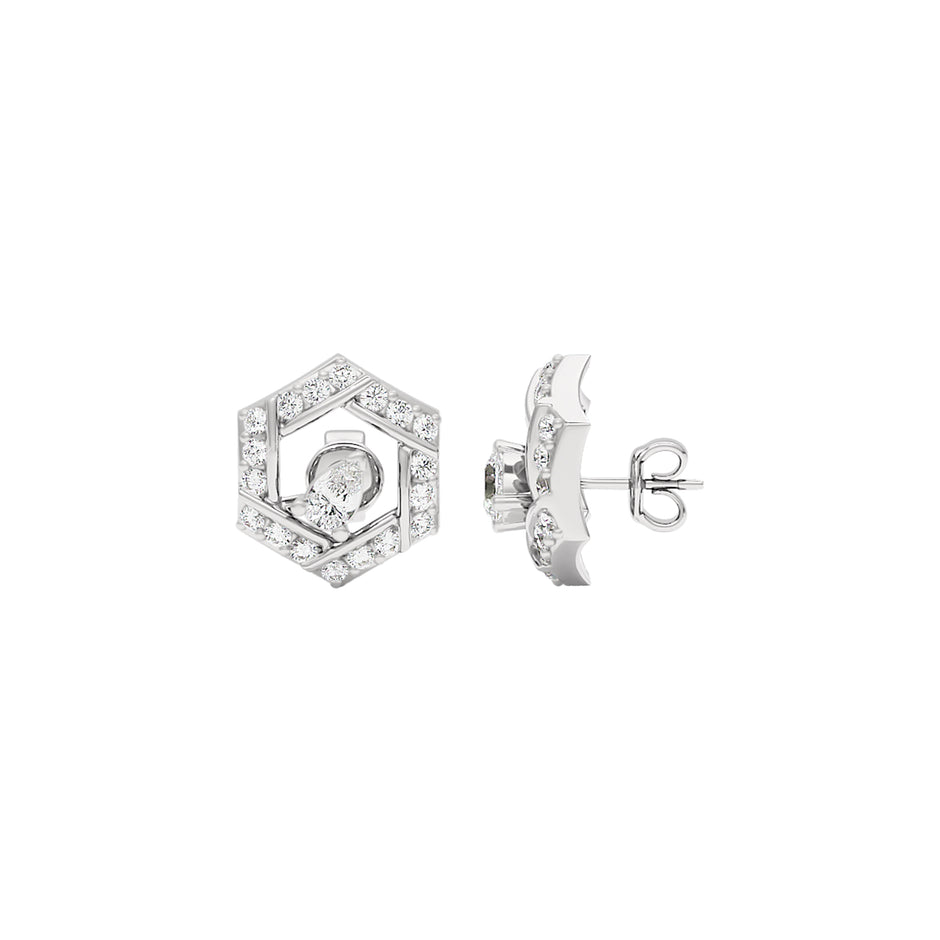 Geometric Bloom Diamond Earrings 18 KT / White Gold