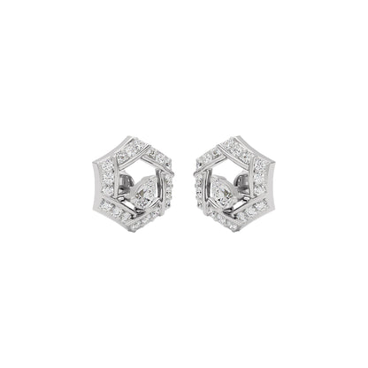 Geometric Bloom Diamond Earrings 18 KT / White Gold