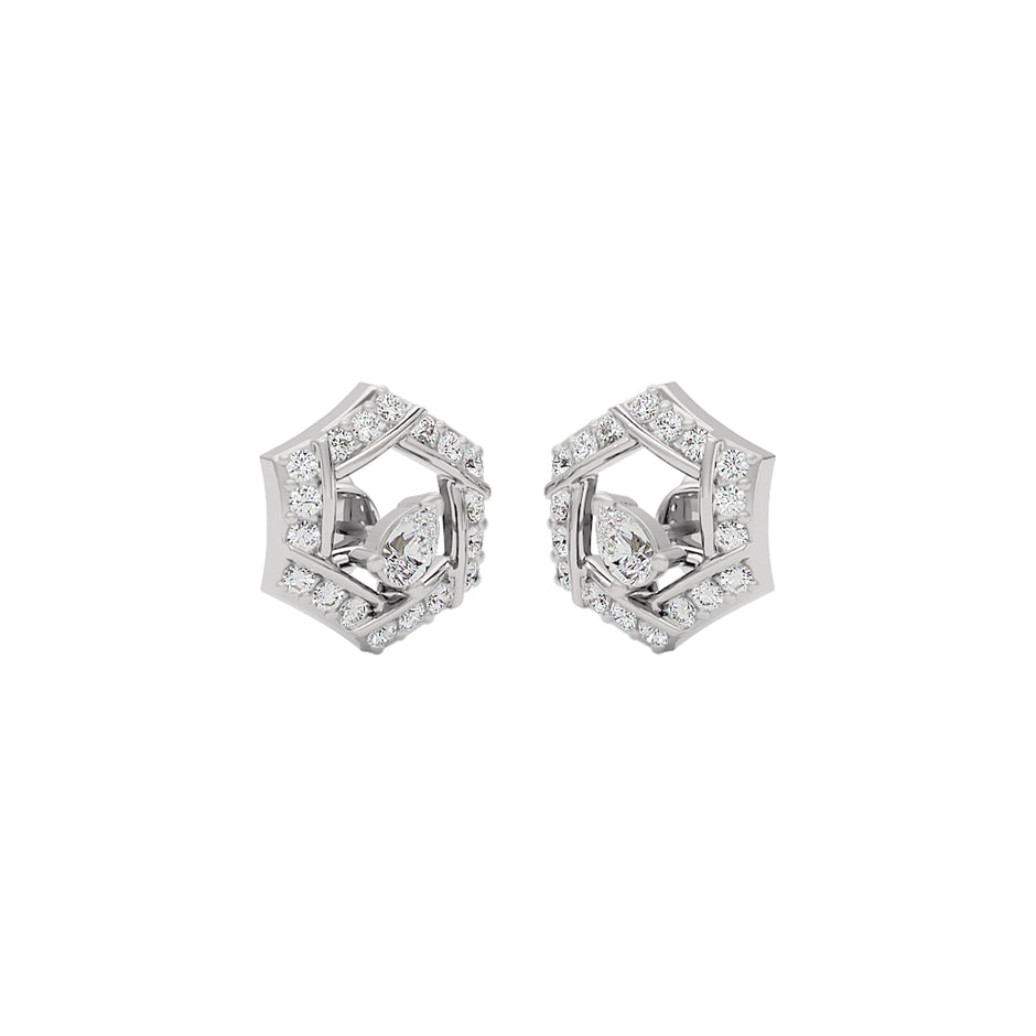 Geometric Bloom Diamond Earrings 18 KT / White Gold