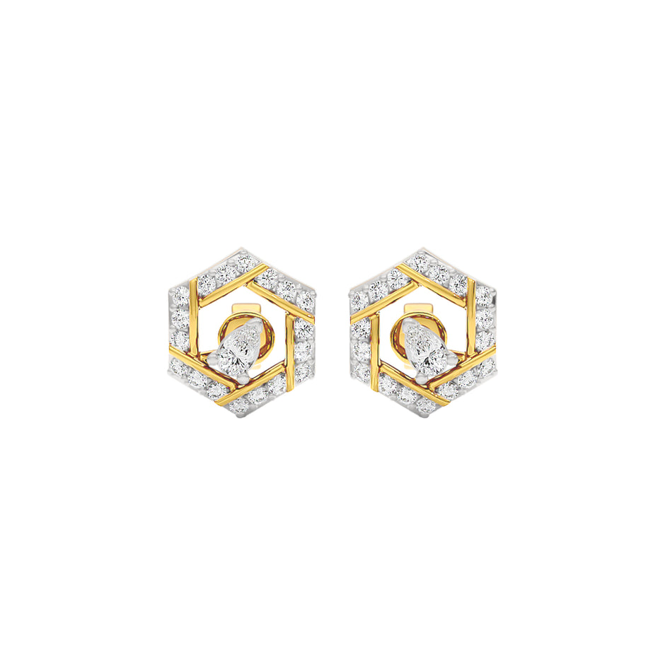 Geometric Bloom Diamond Earrings 18 KT / Yellow Gold