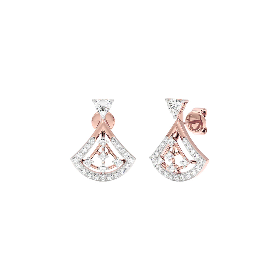 Tri-Flare Diamond Earrings 18 KT / Rose Gold