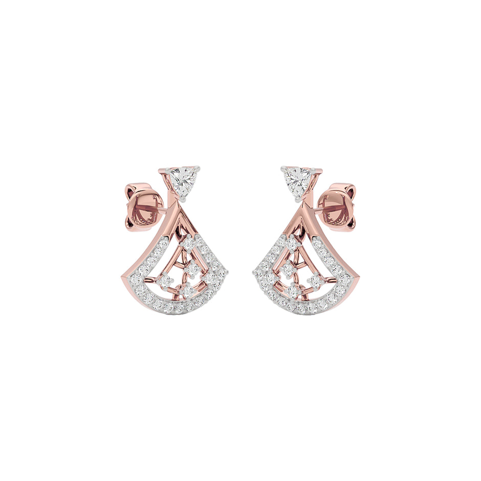 Tri-Flare Diamond Earrings 18 KT / Rose Gold