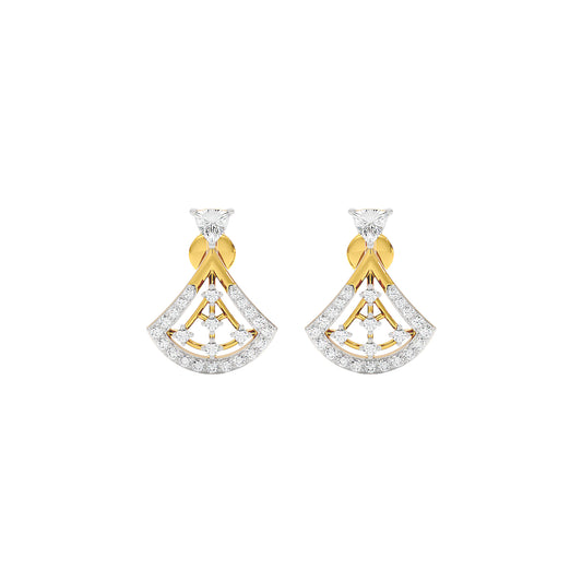 Tri-Flare Diamond Earrings 18 KT / Yellow Gold