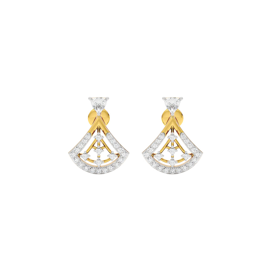 Tri-Flare Diamond Earrings 18 KT / Yellow Gold