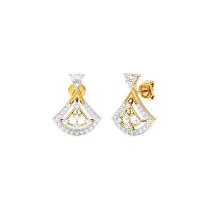 Tri-Flare Diamond Earrings 18 KT / Yellow Gold