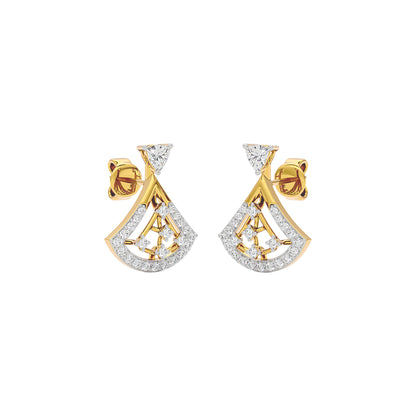 Tri-Flare Diamond Earrings 18 KT / Yellow Gold