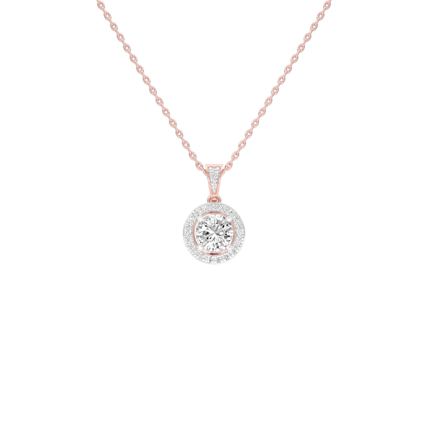 Rising Sun Halo Diamond Pendant