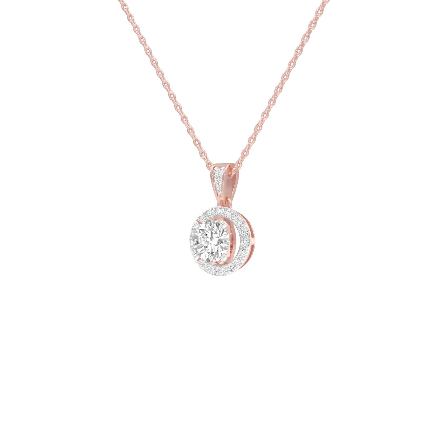 Rising Sun Halo Diamond Pendant