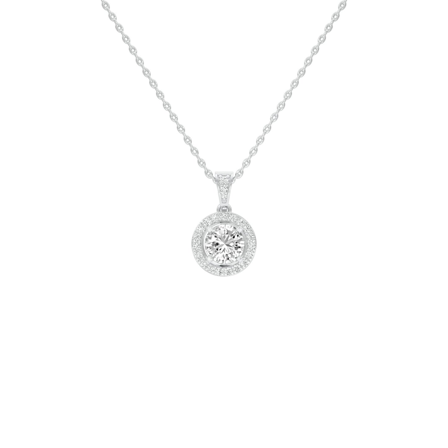 Rising Sun Halo Diamond Pendant
