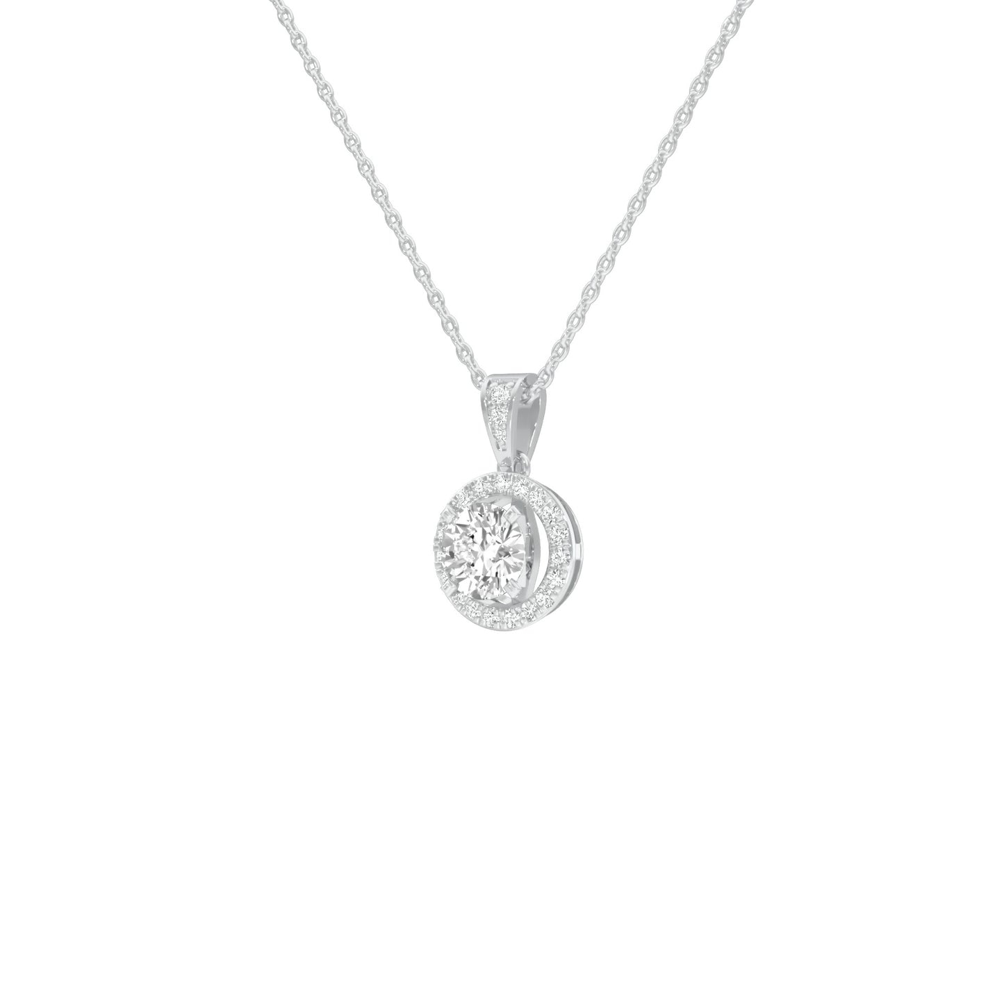 Rising Sun Halo Diamond Pendant