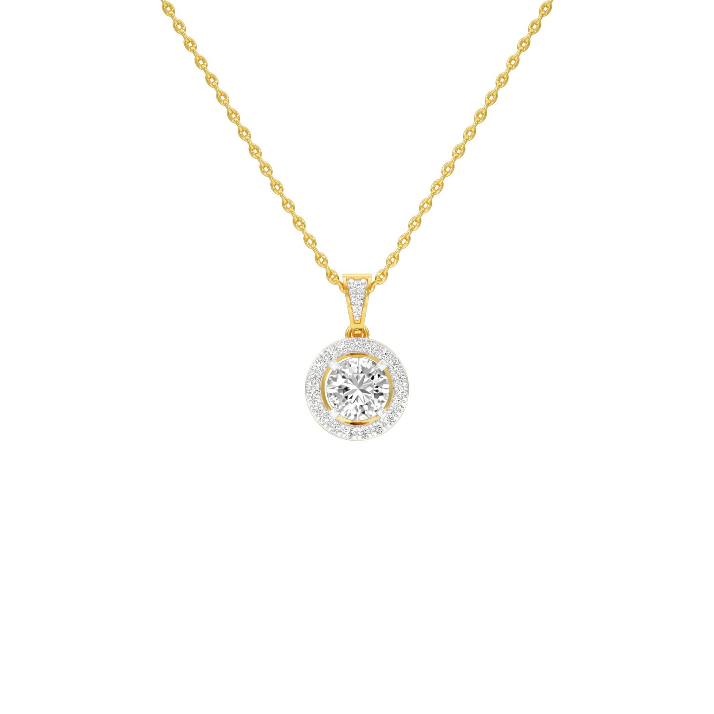 Rising Sun Halo Diamond Pendant