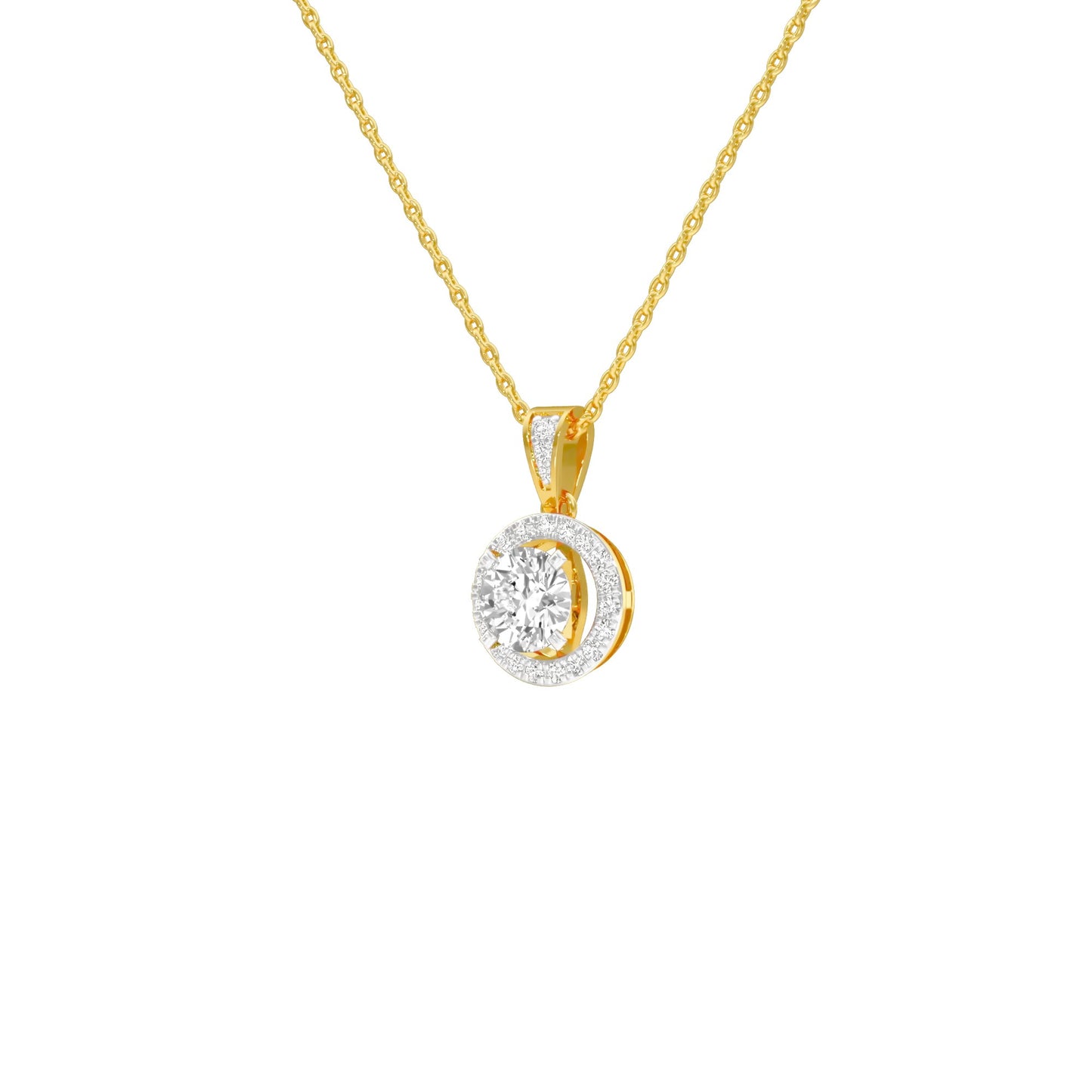 Rising Sun Halo Diamond Pendant