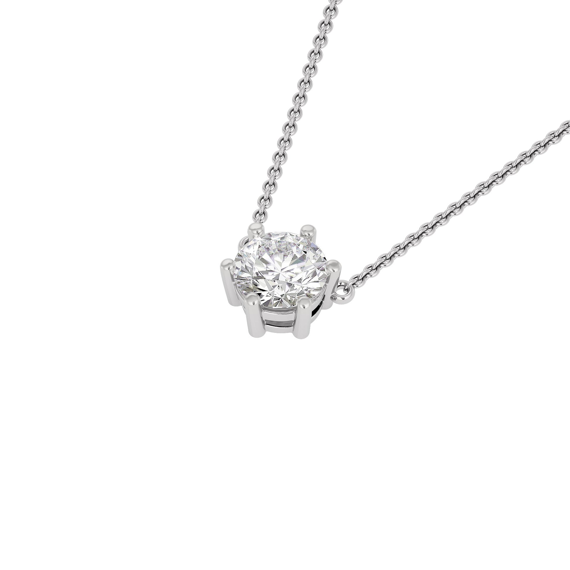 Crystal Classic Round Diamond Pendant 18 KT / White Gold