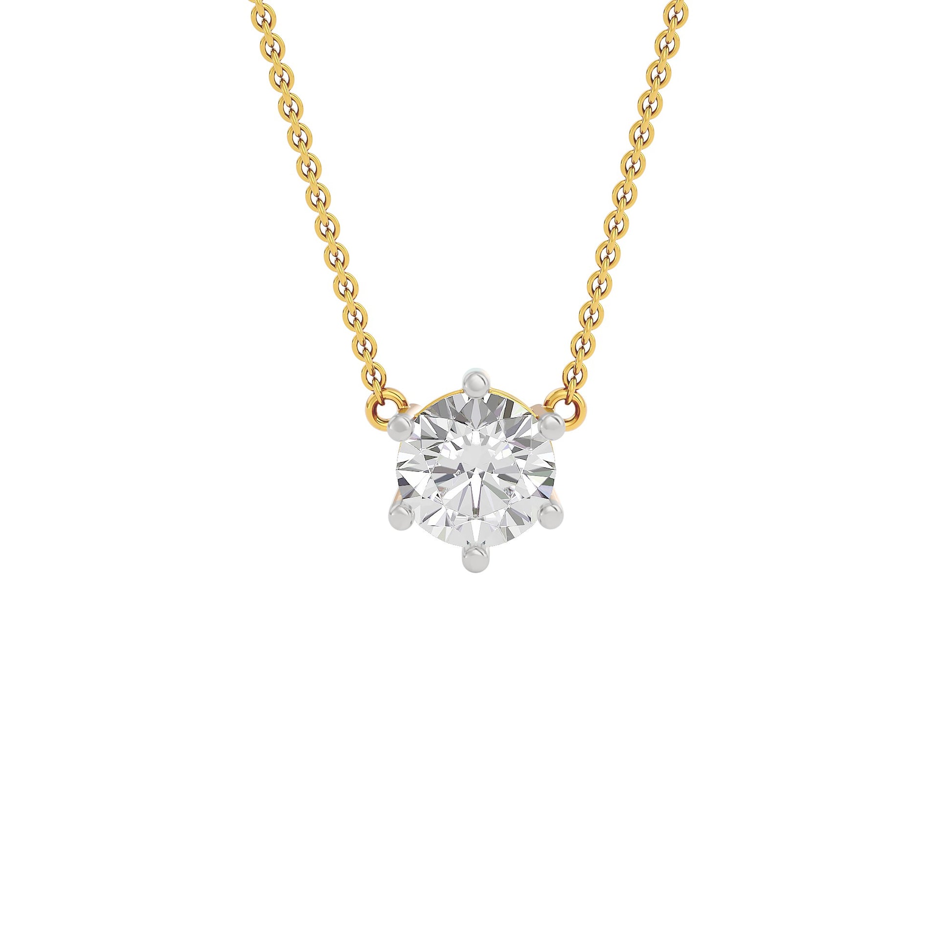Crystal Classic Round Diamond Pendant 18 KT / Yellow Gold