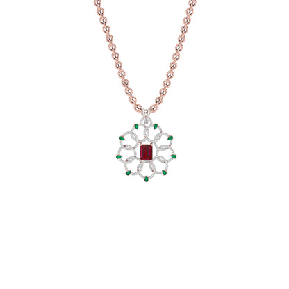 Fleur Motif Diamond Pendant 18 KT / Rose Gold