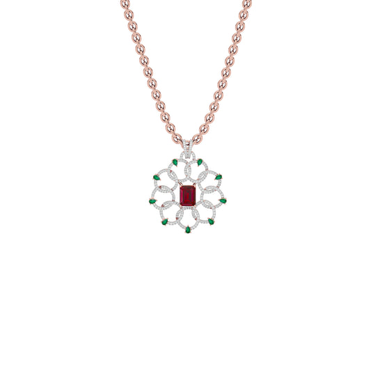 Fleur Motif Diamond Pendant 18 KT / Rose Gold