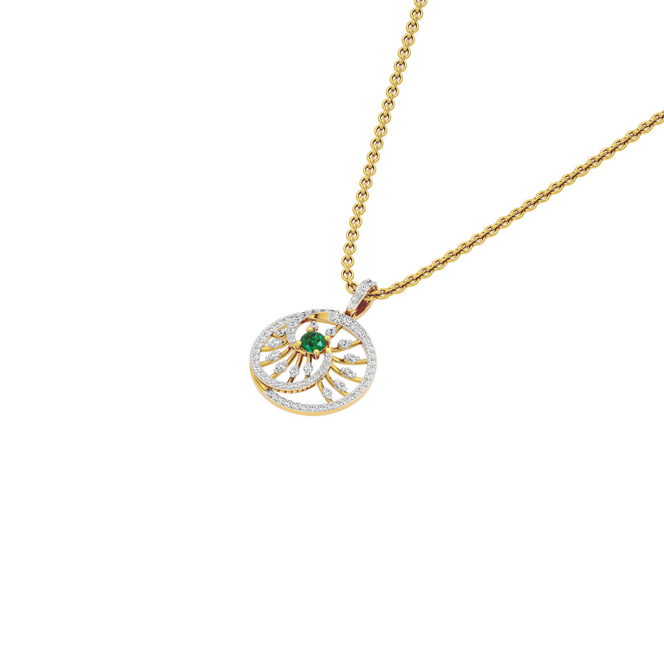 Swirled Blob Diamond Pendant 18 KT / Yellow Gold