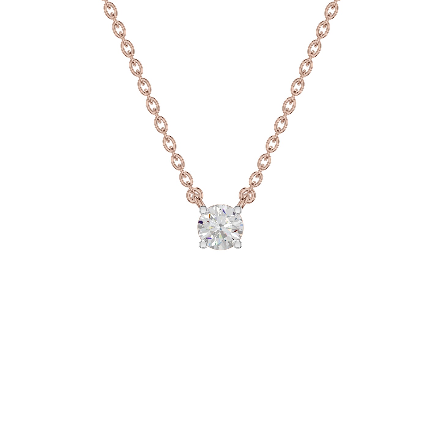 Stylish Blob Classic Round Diamond Pendant 18 KT / Rose Gold