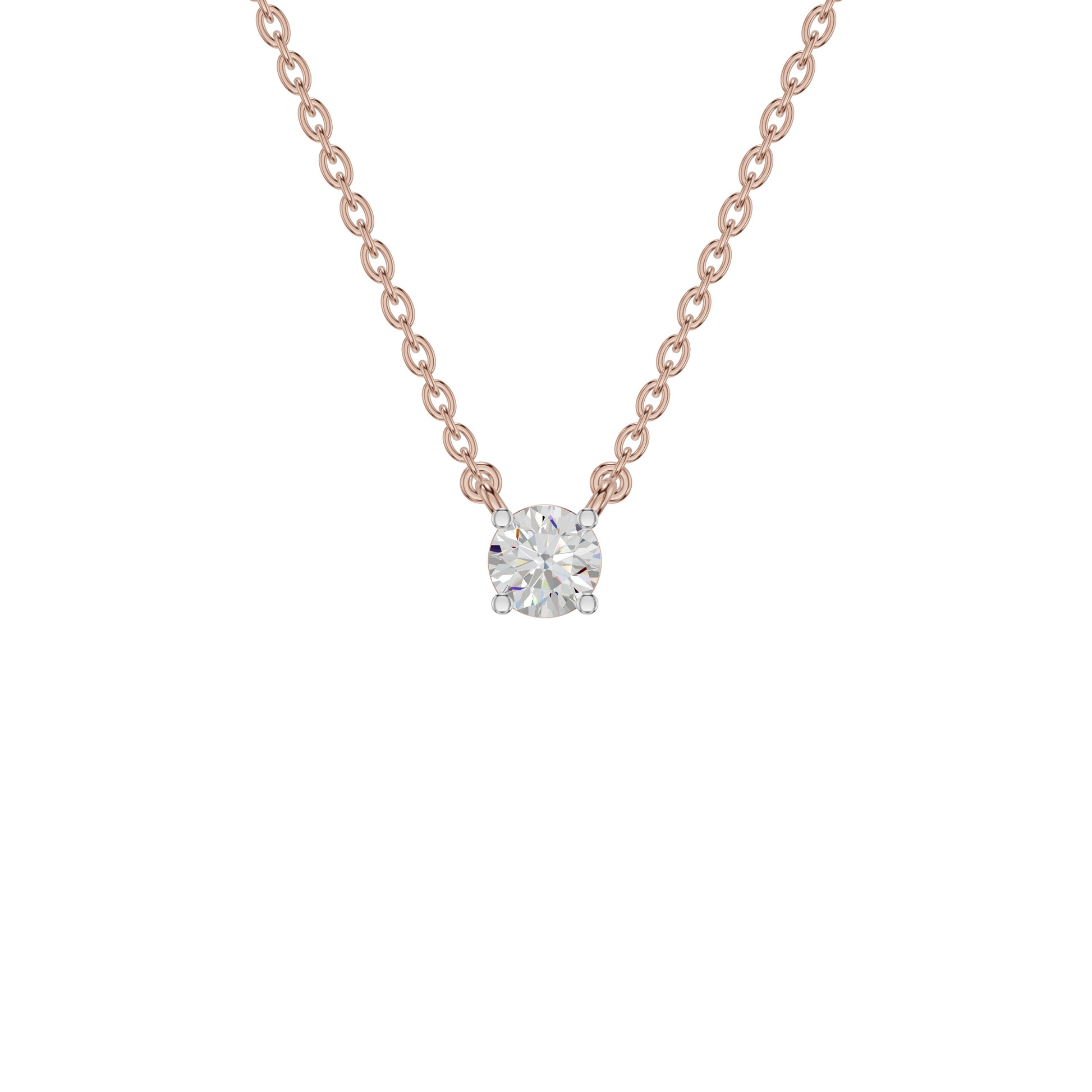 Stylish Blob Classic Round Diamond Pendant 18 KT / Rose Gold