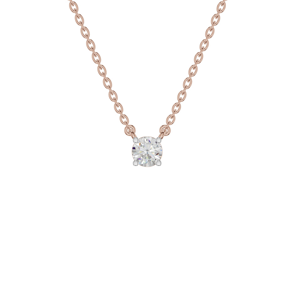 Stylish Blob Classic Round Diamond Pendant 18 KT / Rose Gold