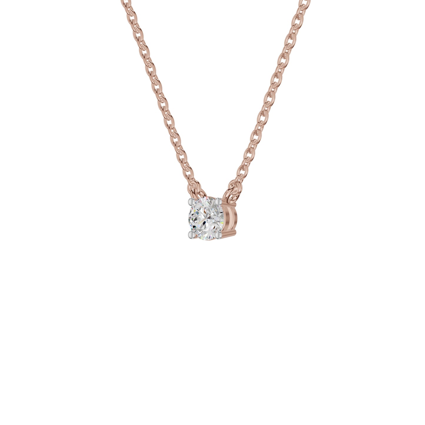 Stylish Blob Classic Round Diamond Pendant 18 KT / Rose Gold