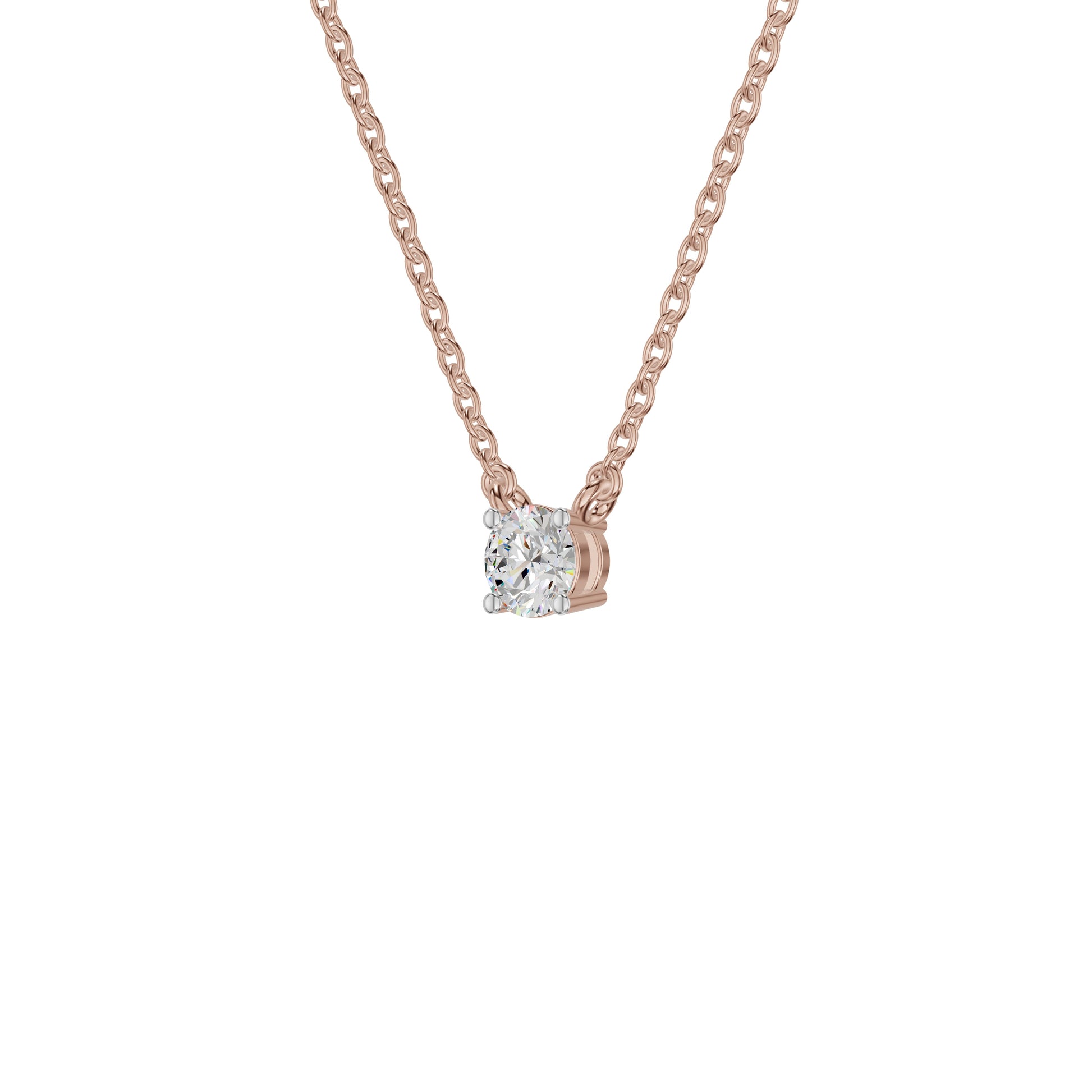 Stylish Blob Classic Round Diamond Pendant 18 KT / Rose Gold