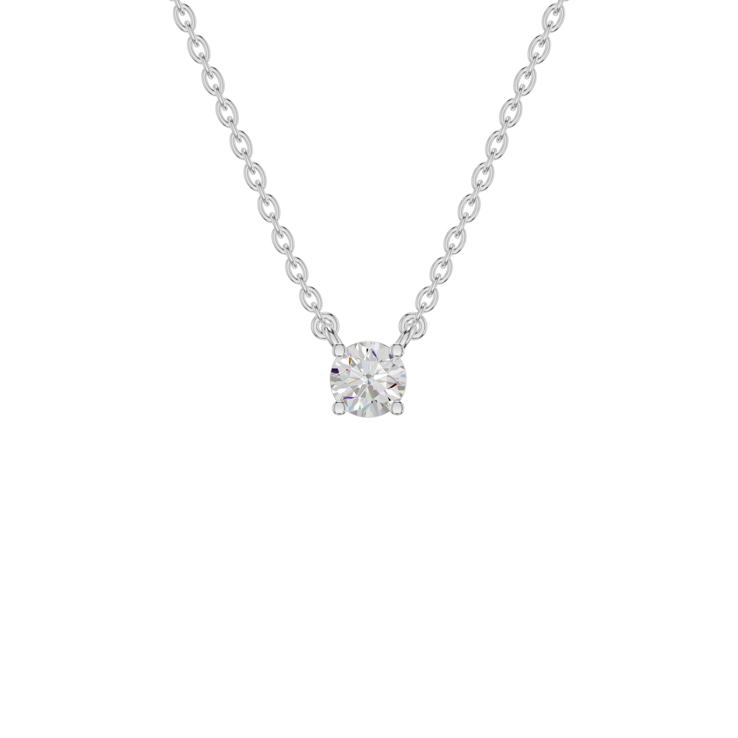 Stylish Blob Classic Round Diamond Pendant 18 KT / White Gold