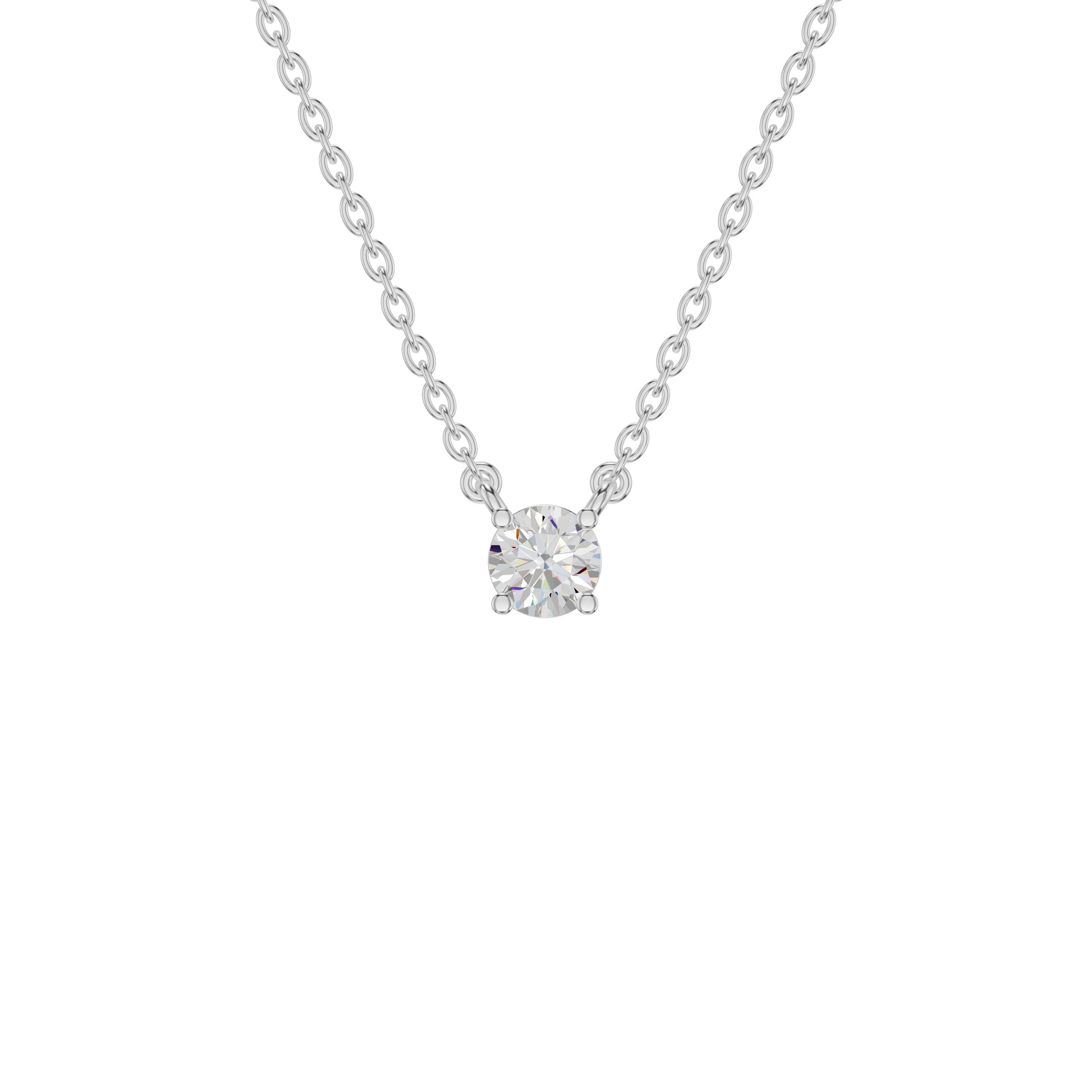 Stylish Blob Classic Round Diamond Pendant 18 KT / White Gold