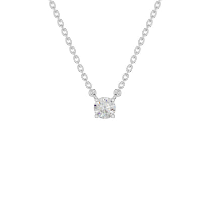 Stylish Blob Classic Round Diamond Pendant 18 KT / White Gold