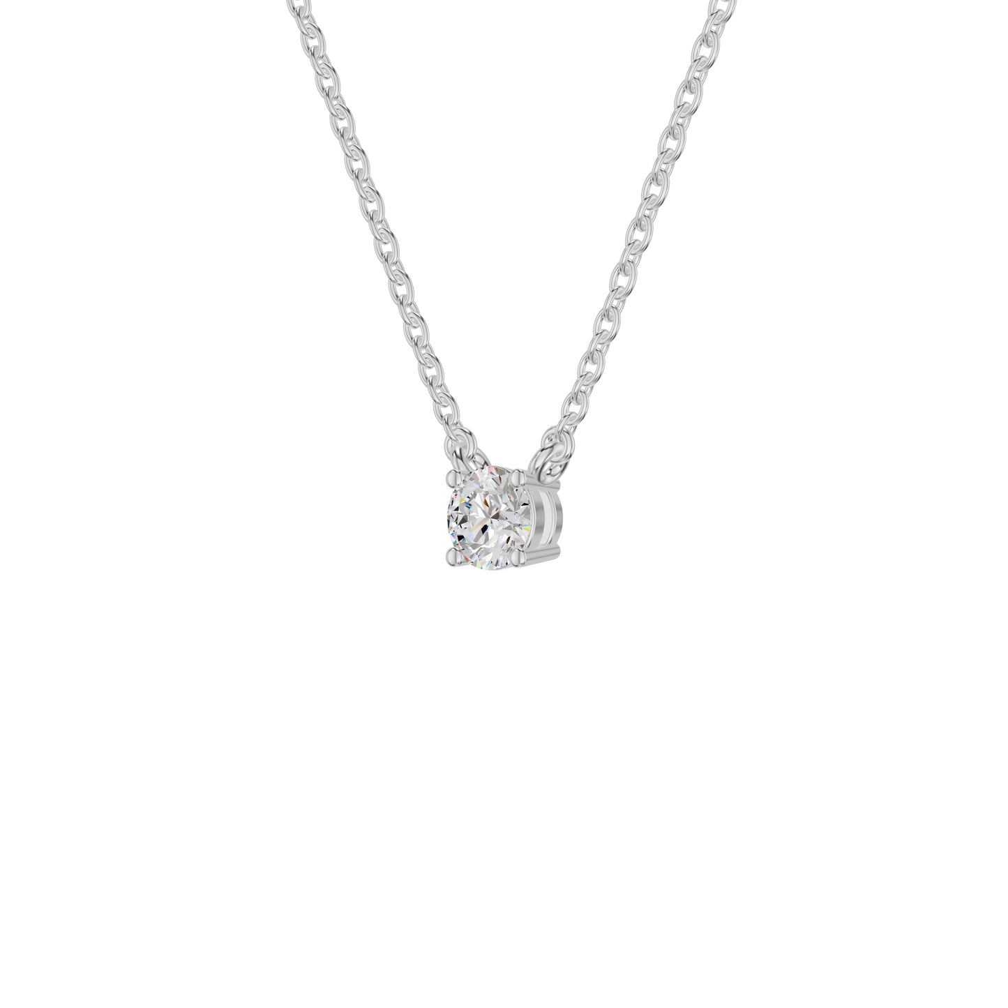 Stylish Blob Classic Round Diamond Pendant 18 KT / White Gold