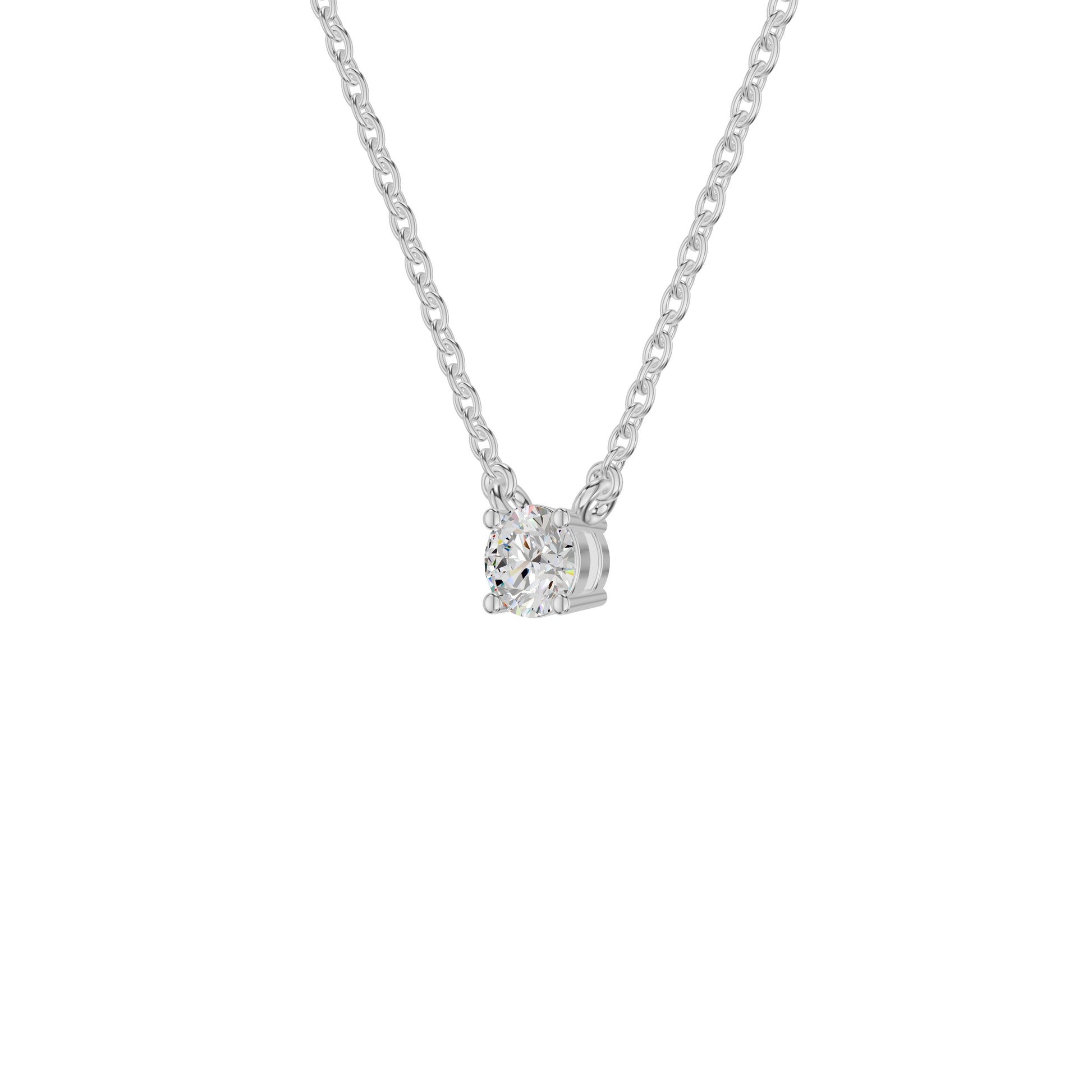 Stylish Blob Classic Round Diamond Pendant 18 KT / White Gold