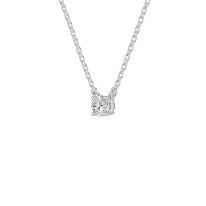 Stylish Blob Classic Round Diamond Pendant 18 KT / White Gold