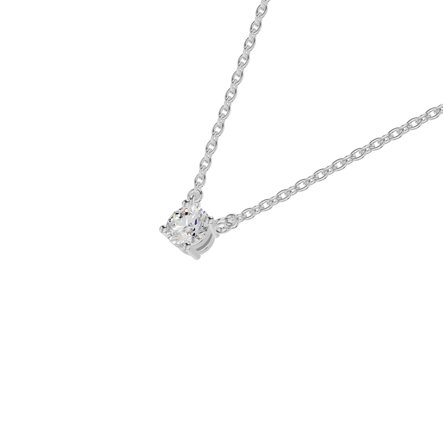 Stylish Blob Classic Round Diamond Pendant 18 KT / White Gold