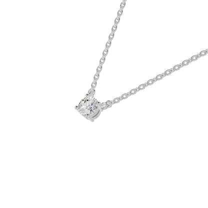 Stylish Blob Classic Round Diamond Pendant 18 KT / White Gold