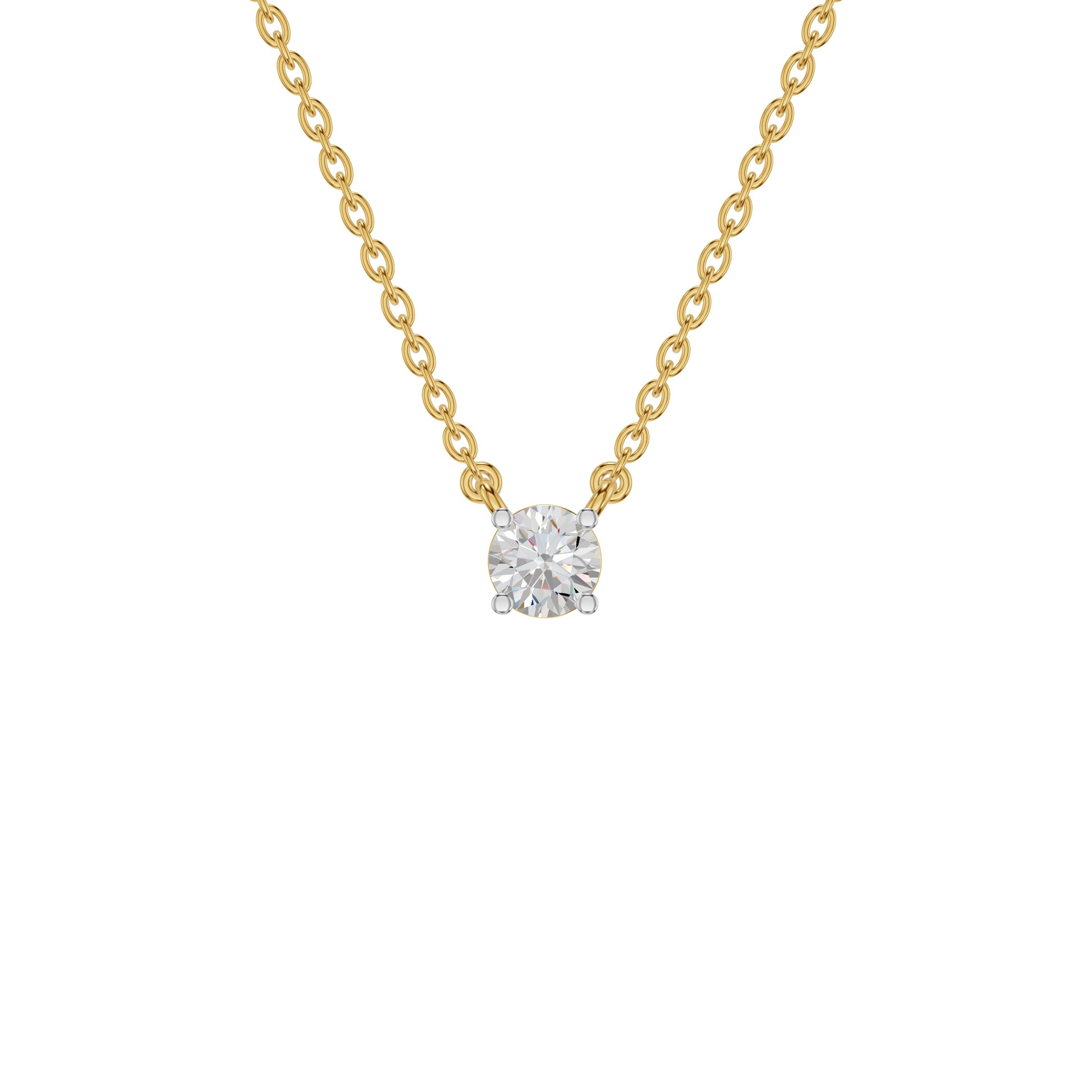Stylish Blob Classic Round Diamond Pendant 18 KT / Yellow Gold