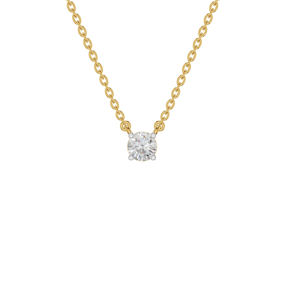 Stylish Blob Classic Round Diamond Pendant 18 KT / Yellow Gold