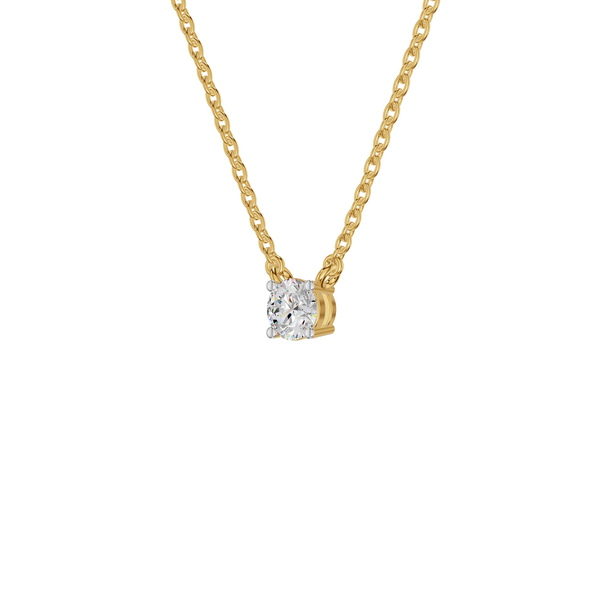 Stylish Blob Classic Round Diamond Pendant 18 KT / Yellow Gold