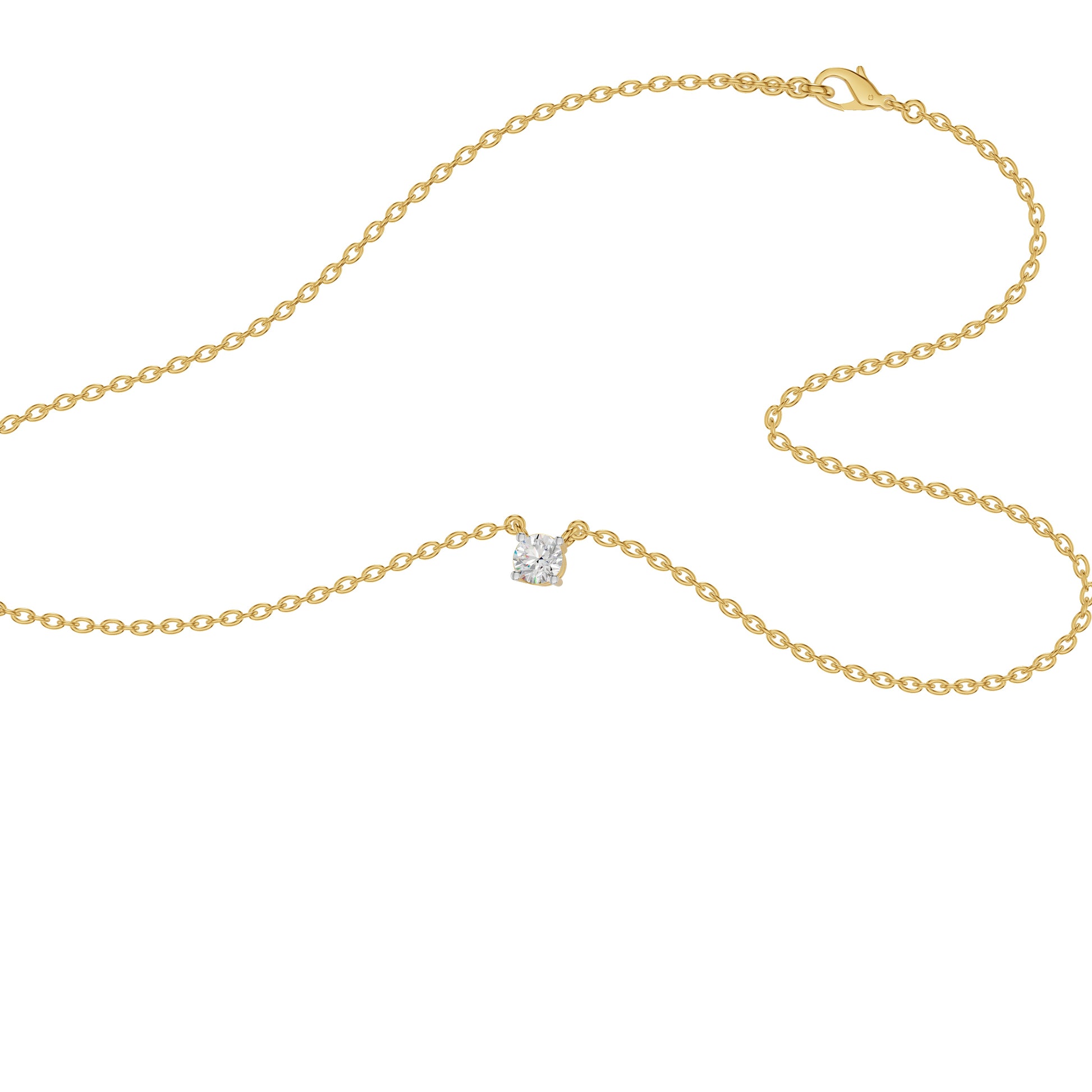 Stylish Blob Classic Round Diamond Pendant 18 KT / Yellow Gold