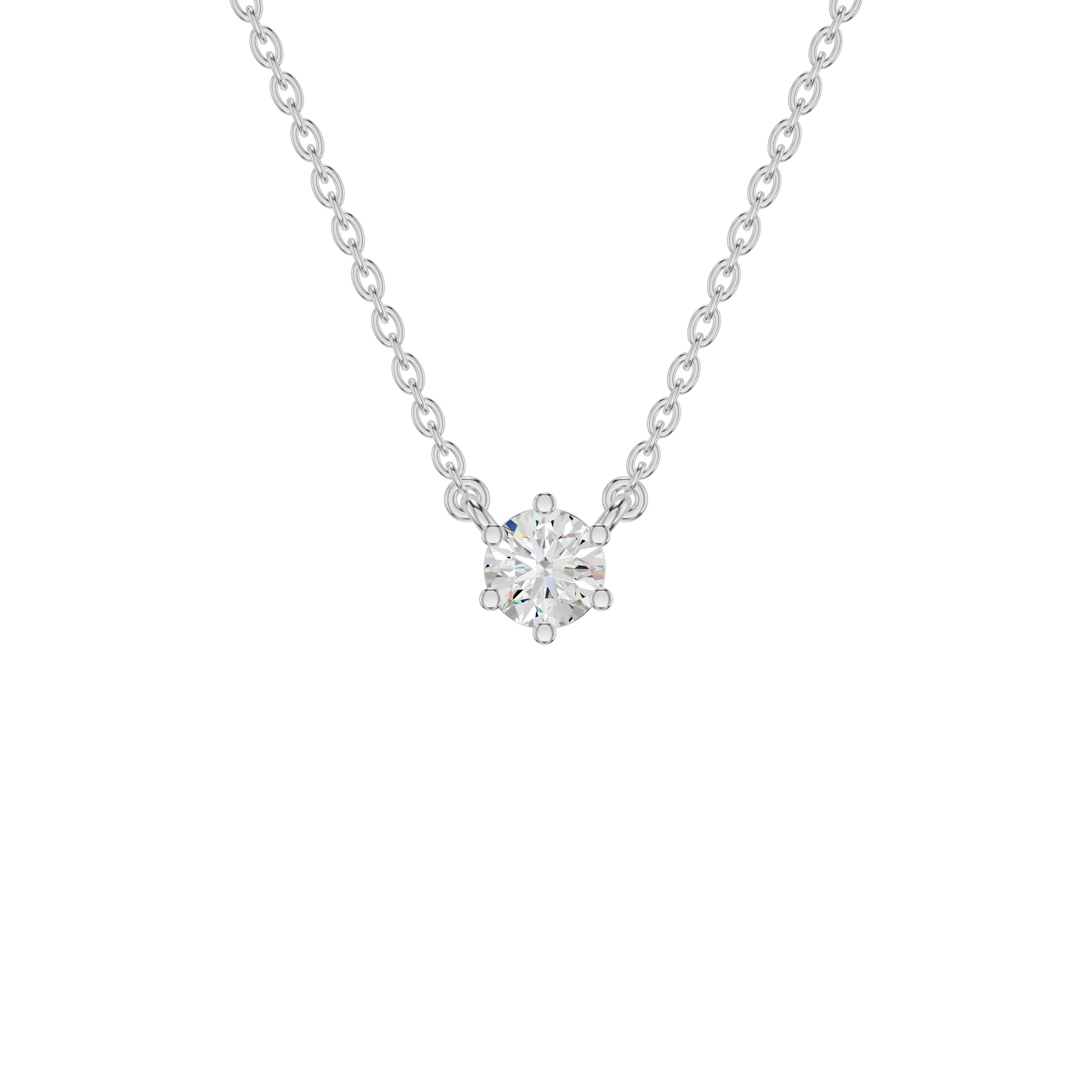 Crystal Classic Round Diamond Pendant 18 KT / White Gold