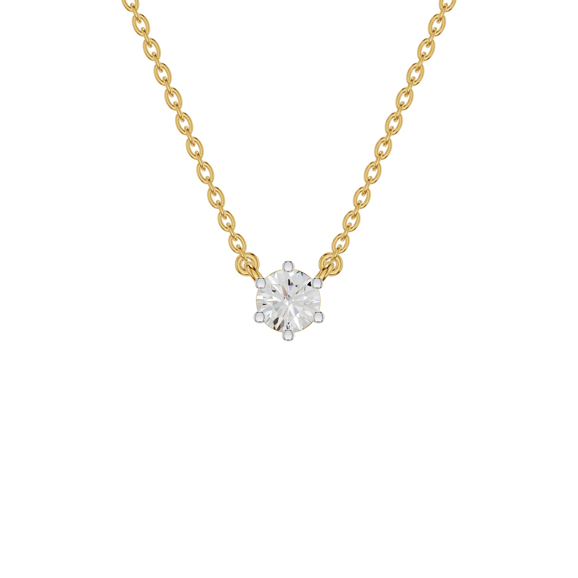 Crystal Classic Round Diamond Pendant 18 KT / Yellow Gold