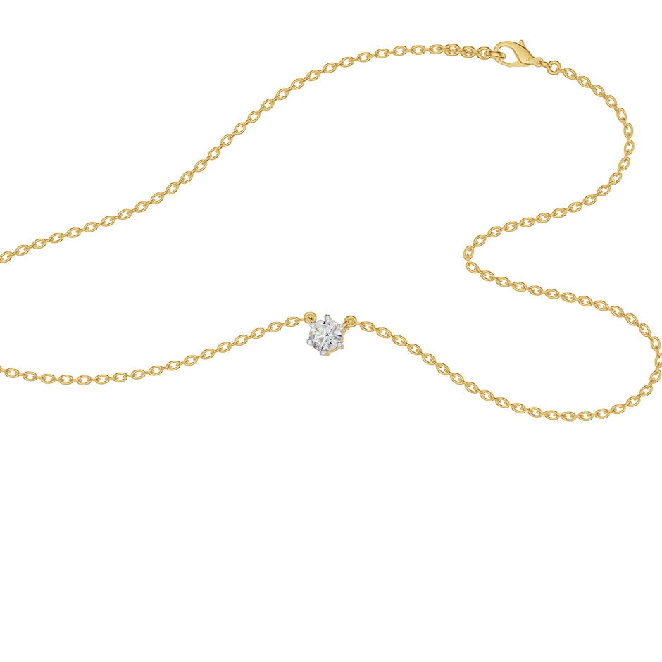Crystal Classic Round Diamond Pendant 18 KT / Yellow Gold