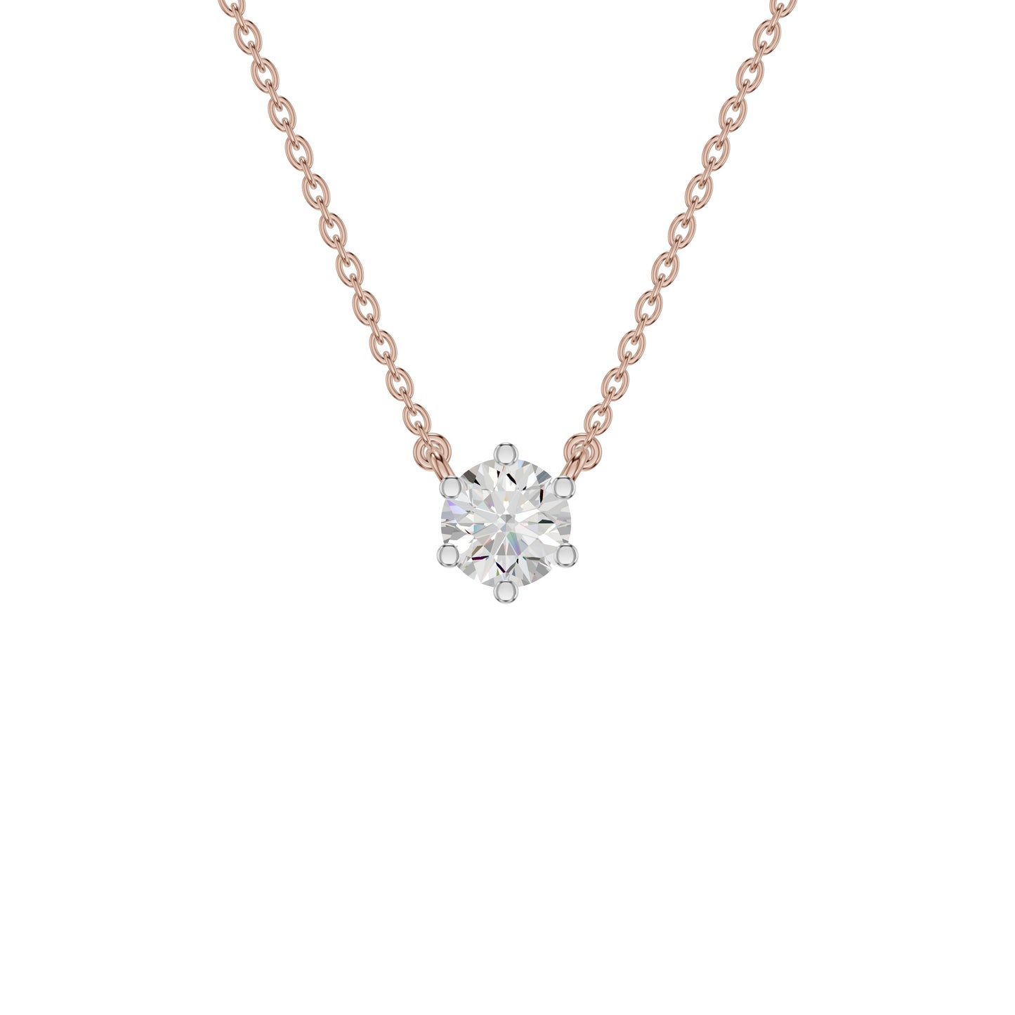 V Shaped Round Diamond Pendant 18 KT / Rose Gold