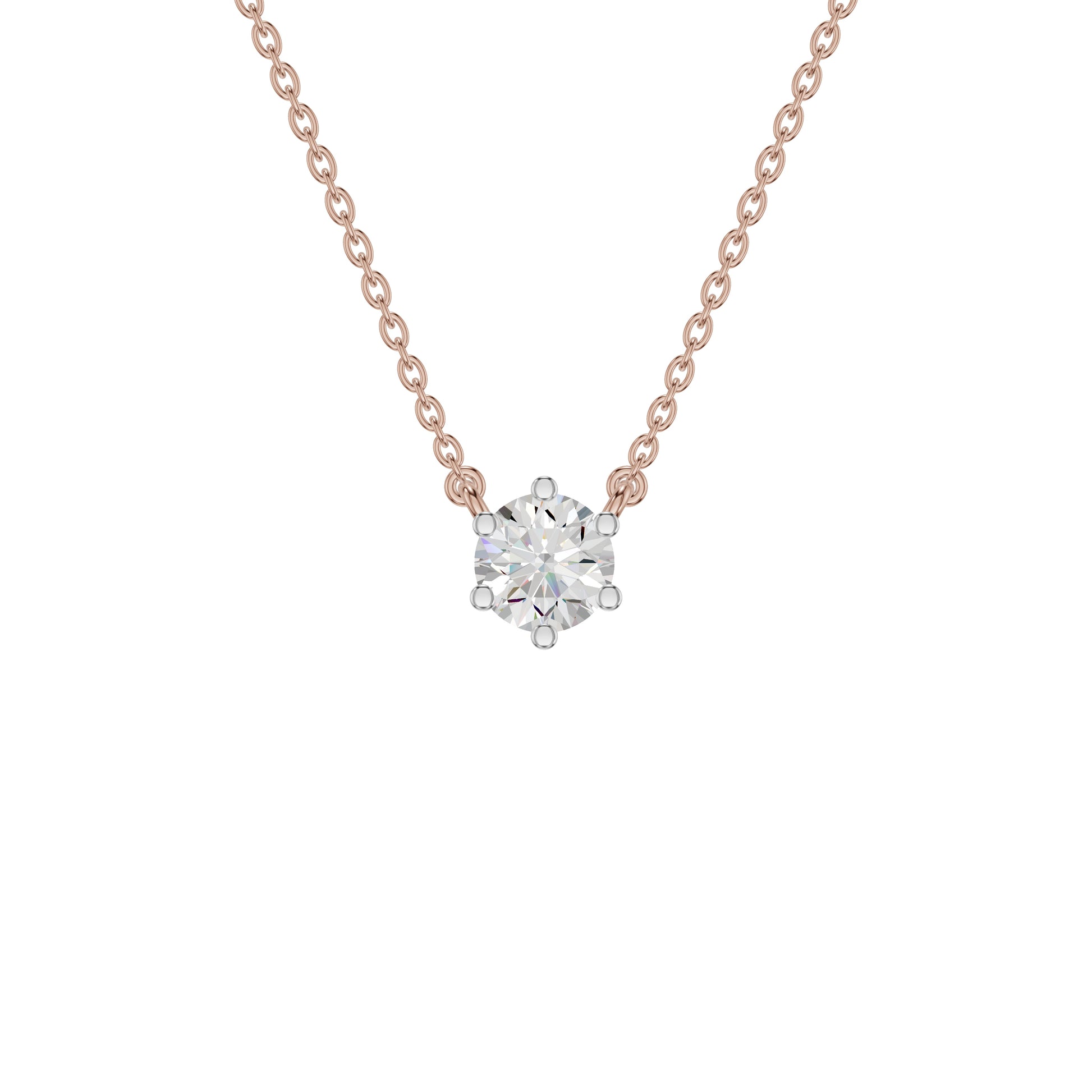 V Shaped Round Diamond Pendant 18 KT / Rose Gold
