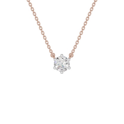 V Shaped Round Diamond Pendant 18 KT / Rose Gold