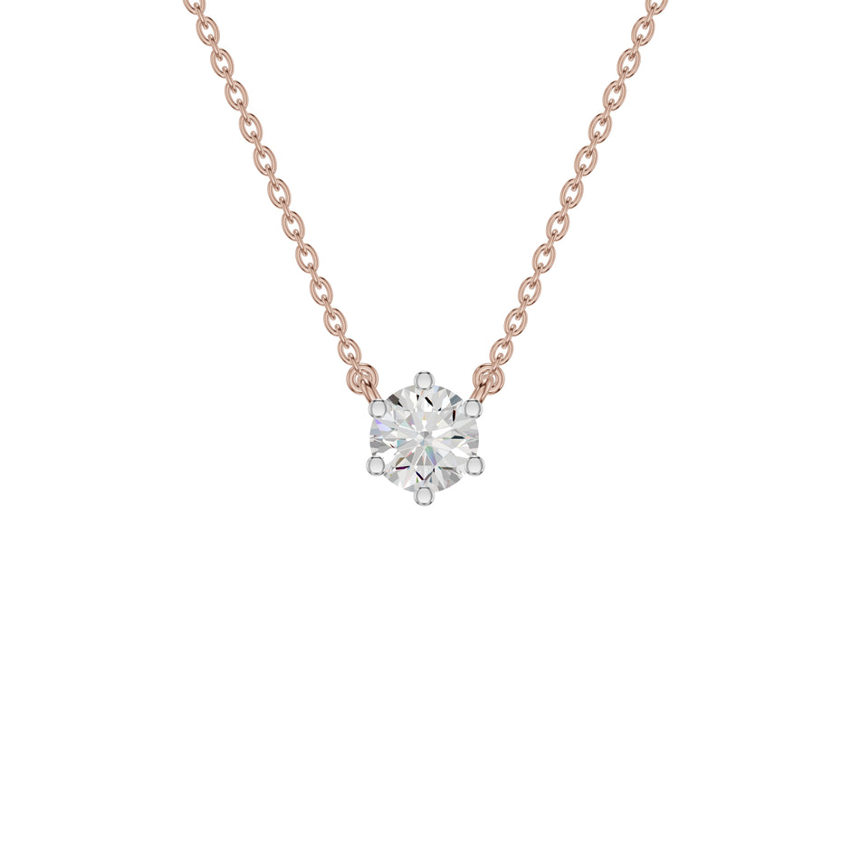 V Shaped Round Diamond Pendant 18 KT / Rose Gold